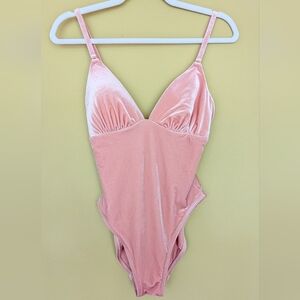 Robin Piccone Pink Velvet Bodysuit